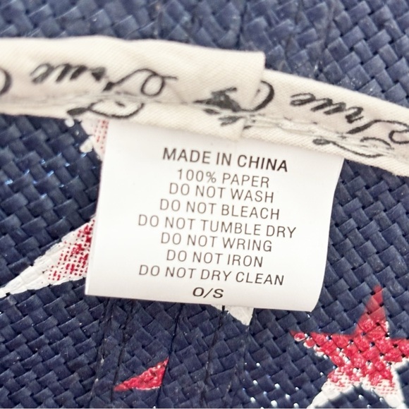 New PETER GRIMM Unisex Blue Red Stars Patriotic THE PYRAMID Hat Paper Chin Strap - Picture 7 of 9